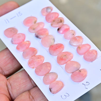 Peruvian Pink Opal Rose Cut  11mm - 15mm Freeform Shape AA Grade Gemstone Strip - Total 8 Pcs in one strip