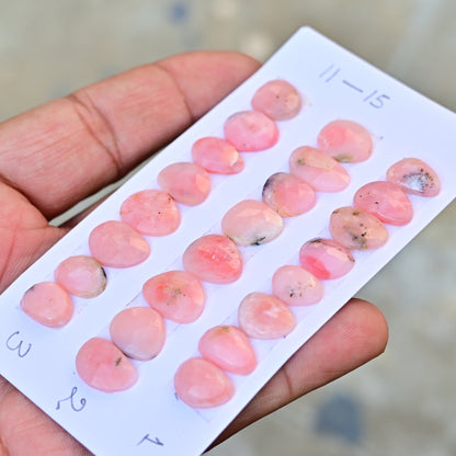 Peruvian Pink Opal Rose Cut  11mm - 15mm Freeform Shape AA Grade Gemstone Strip - Total 8 Pcs in one strip