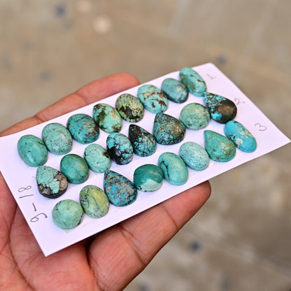 Tibetan Turquoise Cabochons Mix shape 9mm - 18mm AA Grade Gemstone Strip Set -Total 8 Pcs in one