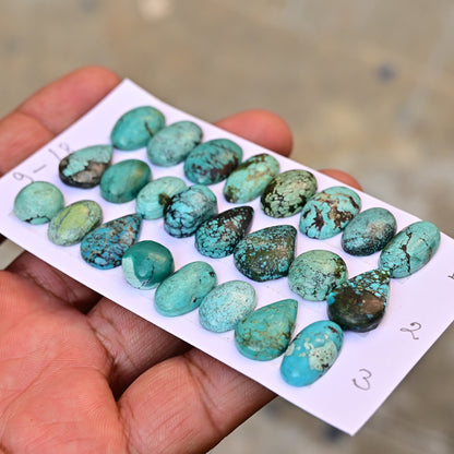 Tibetan Turquoise Cabochons Mix shape 9mm - 18mm AA Grade Gemstone Strip Set -Total 8 Pcs in one