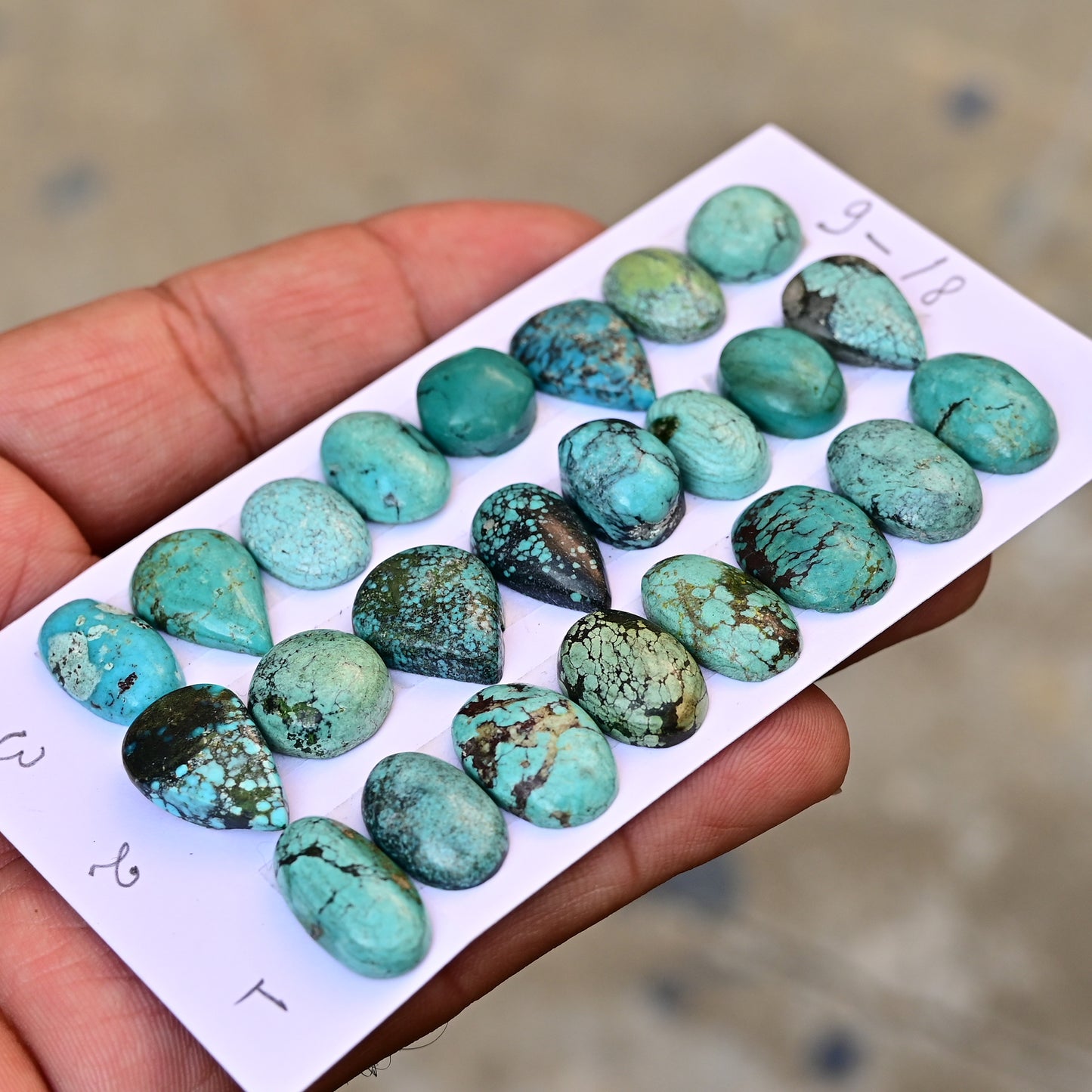 Tibetan Turquoise Cabochons Mix shape 9mm - 18mm AA Grade Gemstone Strip Set -Total 8 Pcs in one