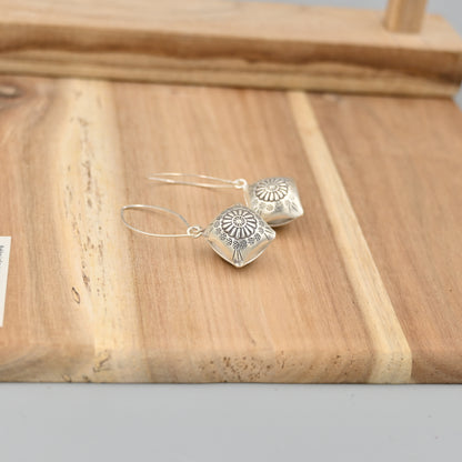 Sterling Silver Square Drop Earring For Women/ 92.5 Stamped/Pure Silver/Premium Quality Handmade Design