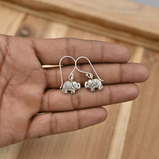 Sterling Silver Elephant Earring For Women/ 92.5 Stamped/Pure Silver/Premium Quality Handmade Design