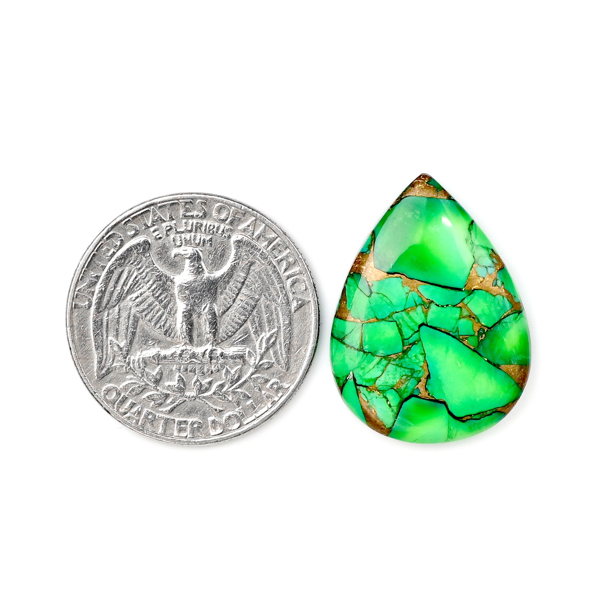 Natural Kingman Green Dahlia Turquoise Gem | Pear Cut Smooth Cabochon for Jewelry