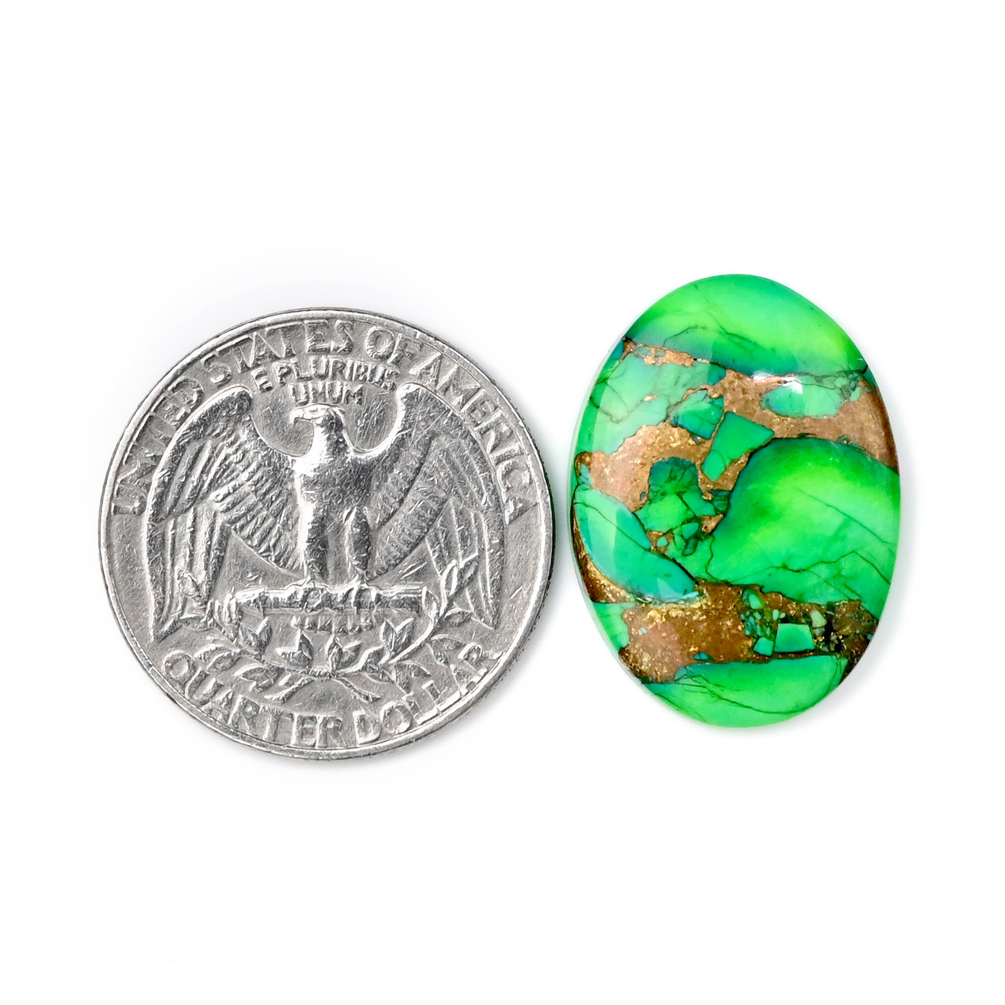 Natural Oval Kingman Green Dahlia Turquoise Gem | Smooth Cabochon for Jewelry