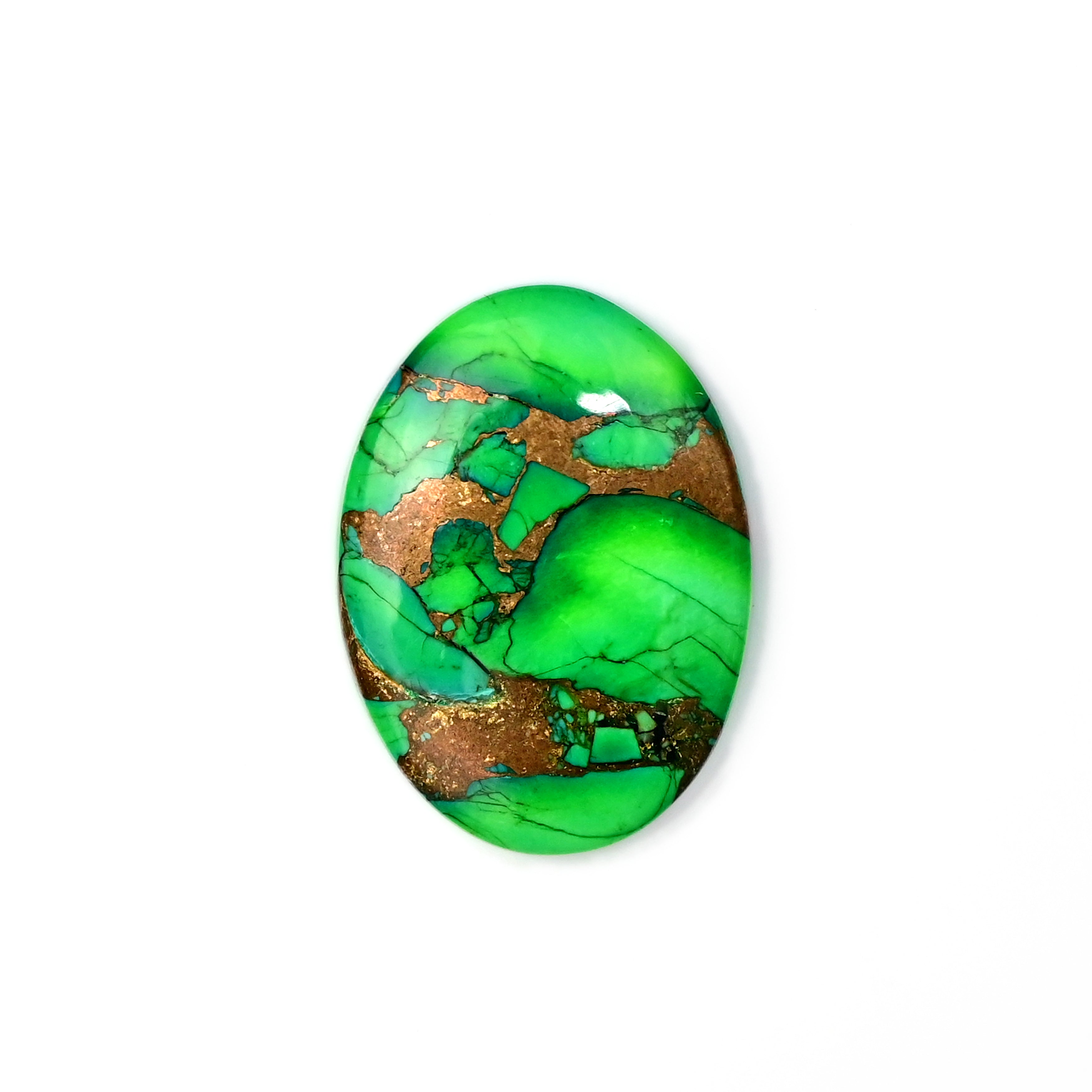 Natural Oval Kingman Green Dahlia Turquoise Gem | Smooth Cabochon for Jewelry