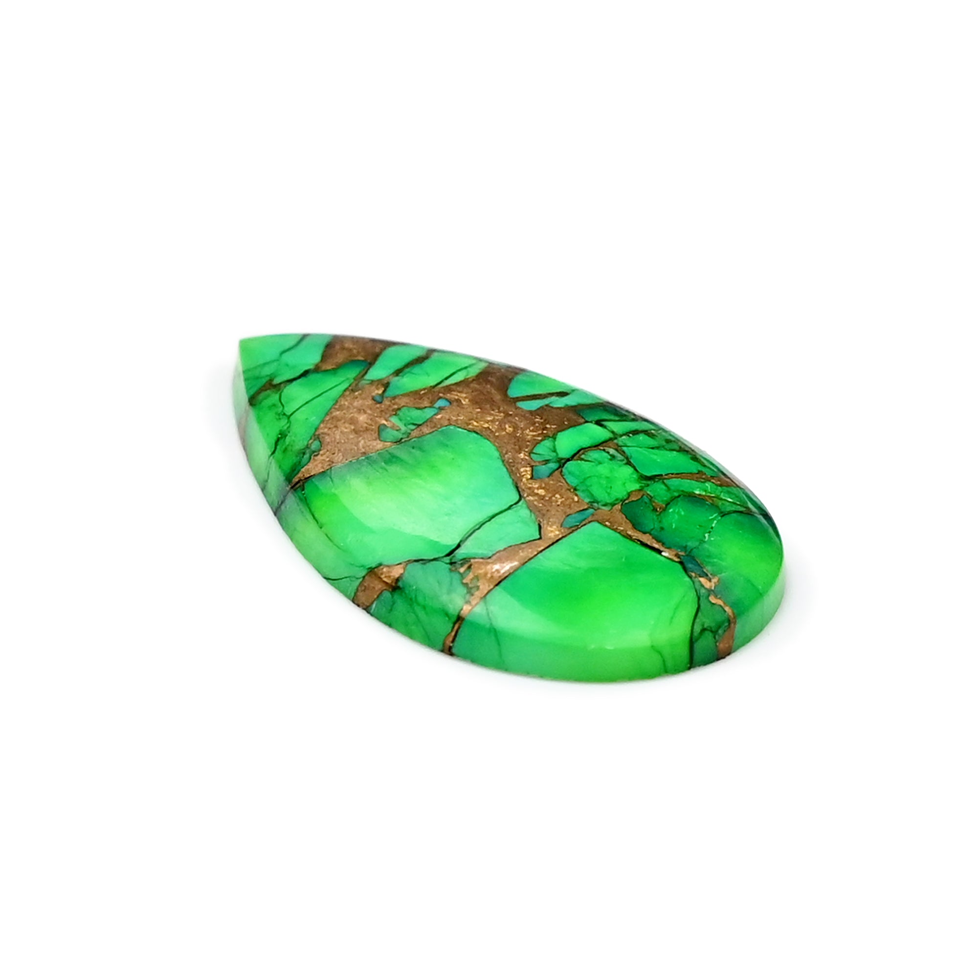 Pear Cut Natural Kingman Green Dahlia Turquoise Gem | Smooth Cabochon for Jewelry