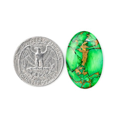 Natural Kingman Green Dahlia Turquoise Gem | Oval Cut Smooth Cabochon for Jewelry