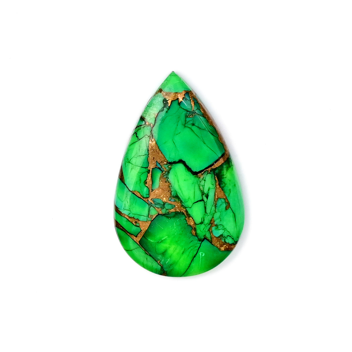 Pear Cut Smooth Cabochon | Natural Kingman Green Dahlia Turquoise Gemstone