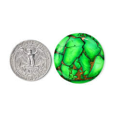Natural Kingman Green Dahlia Turquoise Gem | Round Cut Smooth Cabochon for Jewelry