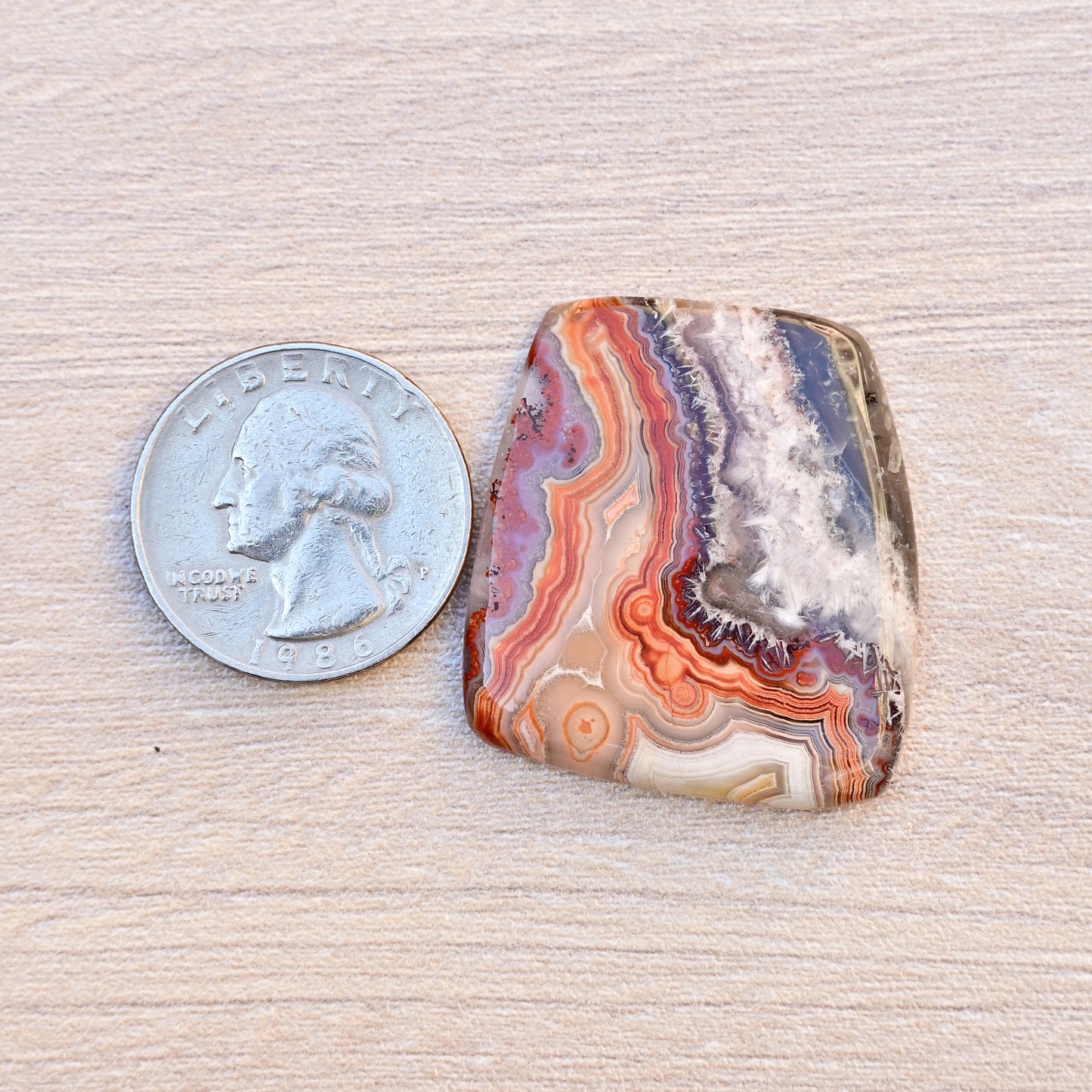 53.9cts Crazy Lace Agate or mexican laguna agate 35x32mm  Freeform Shape Cabochon AAA Grade Loose Gemstone Single  Piece For Jewelry Making