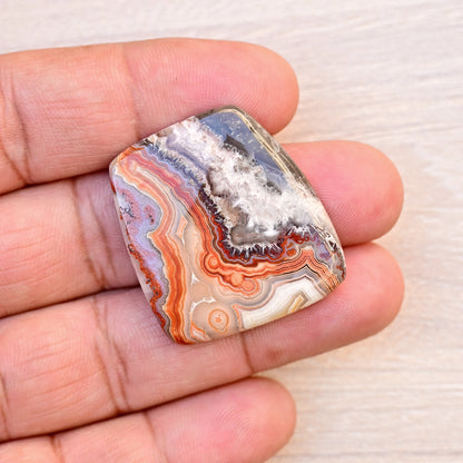 53.9cts Crazy Lace Agate or mexican laguna agate 35x32mm  Freeform Shape Cabochon AAA Grade Loose Gemstone Single  Piece For Jewelry Making