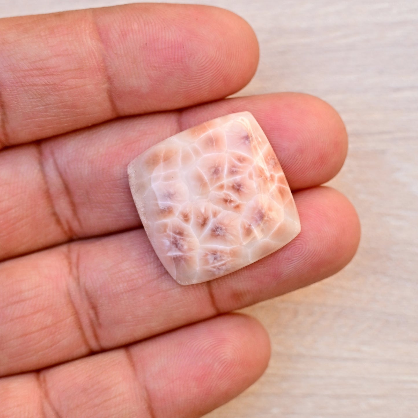 28.2cts Natrolite or Pink Larimar 25x25mm Square Shape Cabochon AAA Grade Loose Gemstone Single  Piece For Jewelry Making