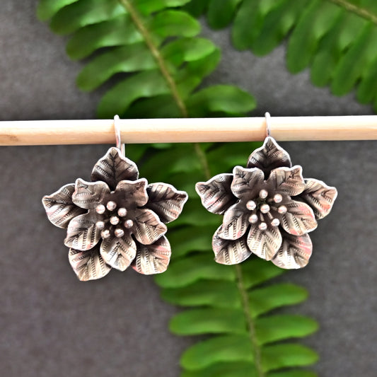 Sterling Silver  Pine flower Earring For Women/ 92.5 Stamped/Pure Silver/Premium Quality Handmade Design