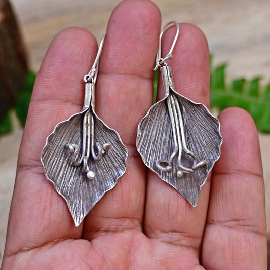 Sterling Silver Leaf Earring For Women/ 92.5 Stamped/Pure Silver/Premium Quality Handmade Design