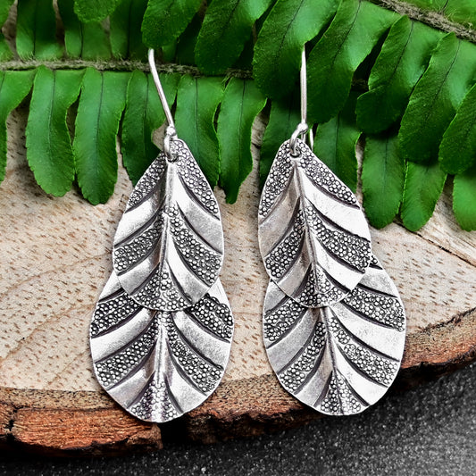 Sterling Silver Tribal Leaf Earrings For Women/ 92.5 Stamped/Pure Silver/Premium Quality Handmade Design