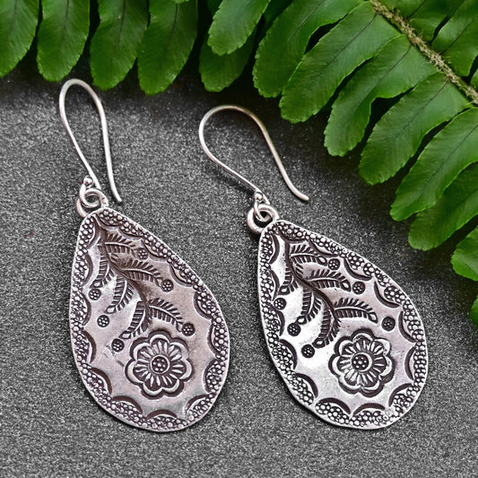 Sterling Silver  Paisley Flower  Earring For Women/ 92.5 Stamped/Pure Silver/Premium Quality Handmade Design