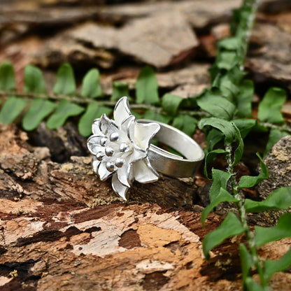 Sonnenblumen-Silberring - Sterling Silber 925 || Handgefertigter Ring