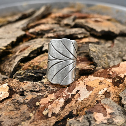 Breiter Blatt-Silberring - Sterling Silber 925 || Handgefertigter Ring