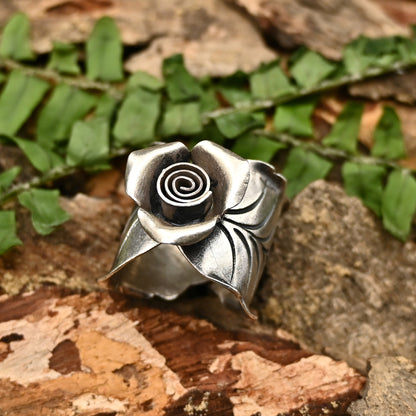 Silberring mit Rosenblatt! 🌹🍃 Sterling Silber 925 || Handgefertigter Ring