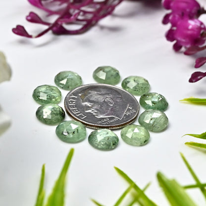 13,70 ct. Grüner Kyanit, 7 mm, Rosenschliff, runde Form, Edelsteinklasse AA, Paket – insgesamt 10 Stück