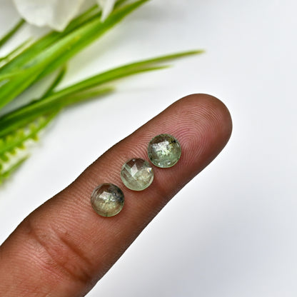 13,70 ct. Grüner Kyanit, 7 mm, Rosenschliff, runde Form, Edelsteinklasse AA, Paket – insgesamt 10 Stück