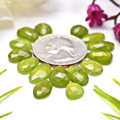 40.8cts Vesuvianite Rose Cut 6X12mm-7x13mm Freeform Shape AA Grade Gemstone Parcel -Total 15 Pcs