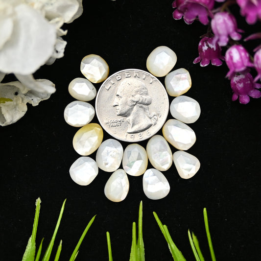 Mother of Pearl Rose Cut Cabochons 8x10mm - 9x11mm