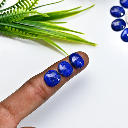 41,80 ct Lapislazuli im Rosenschliff, 10 x 12 mm und 10 x 13 mm, Freiform, Edelstein der Güteklasse A, Paket – insgesamt 12 Stück