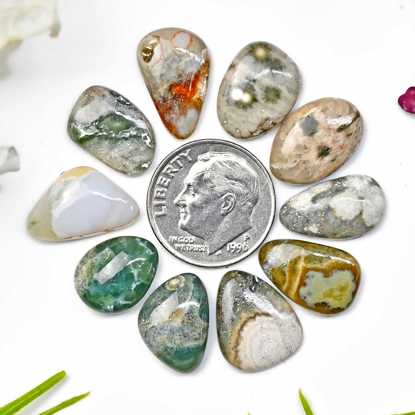 41.80 carats Ocean Jasper  Mix Shape Cabochon 9x15 mm and 10x16 mm  AA Grade Gemstone Parcel - Total 10 Pcs