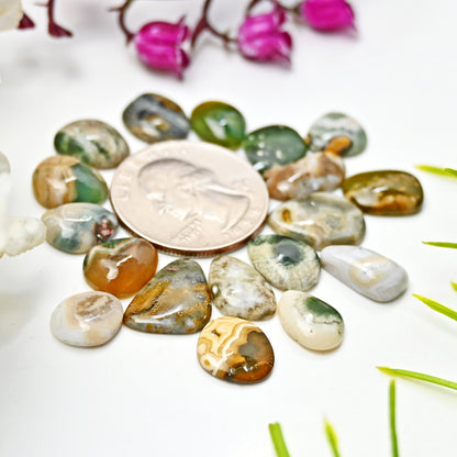 47cts Ocean Jasper Smooth Cabochons  Mix Shape Cabochon 7x14mm - 11x15mm AA Grade Gemstone Parcel - Total 18 Pcs