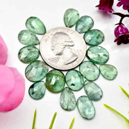 46.80cts Emerald Green Kyanite Rose Cut Cabochon 8x12mm - 10x12mm Mix Shape AA Grade Gemstone Parcel -Total 16 Pcs