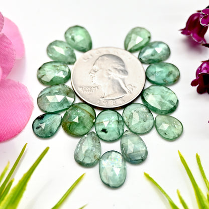 46.80cts Emerald Green Kyanite Rose Cut Cabochon 8x12mm - 10x12mm Mix Shape AA Grade Gemstone Parcel -Total 16 Pcs