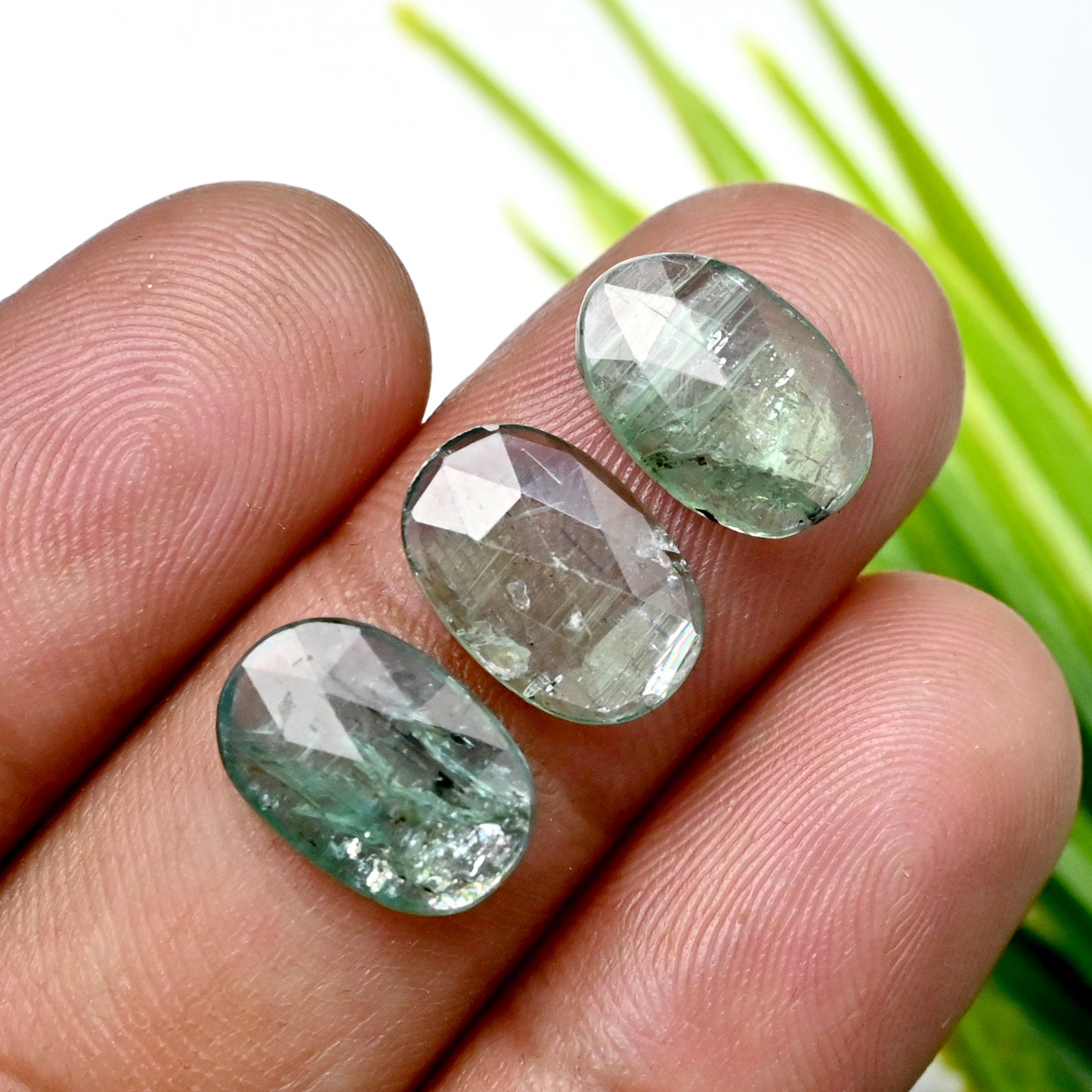 45,50 ct. Grüner Kyanit, 12 x 8 mm, glatte Cabochons, ovale Form, Edelstein der Güteklasse AA, Paket – insgesamt 15 Stück