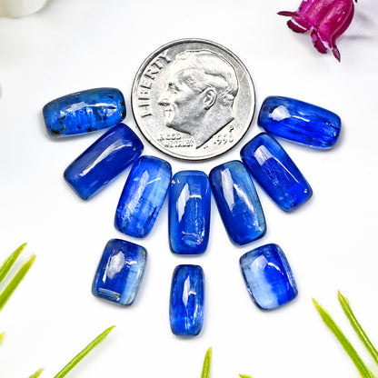 31,40 ct. Blauer Kyanit-Cabochon, 5 x 10 mm, 6 x 12 mm, gemischte Form, Edelstein der Güteklasse AA, Paket – insgesamt 10 Stück