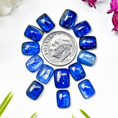 40,50 ct. Blauer Kyanit-Cabochon, 7 x 9 mm, Kissenform, Edelstein der Güteklasse AA, Paket – insgesamt 14 Stück