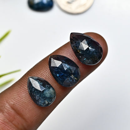 42,90 ct. Blaugrüner Moos-Kyanit, Rosenschliff, gemischte Form, 8 x 12 mm – 10 x 18, Edelsteinpaket der Güteklasse AA – insgesamt 10 Stück