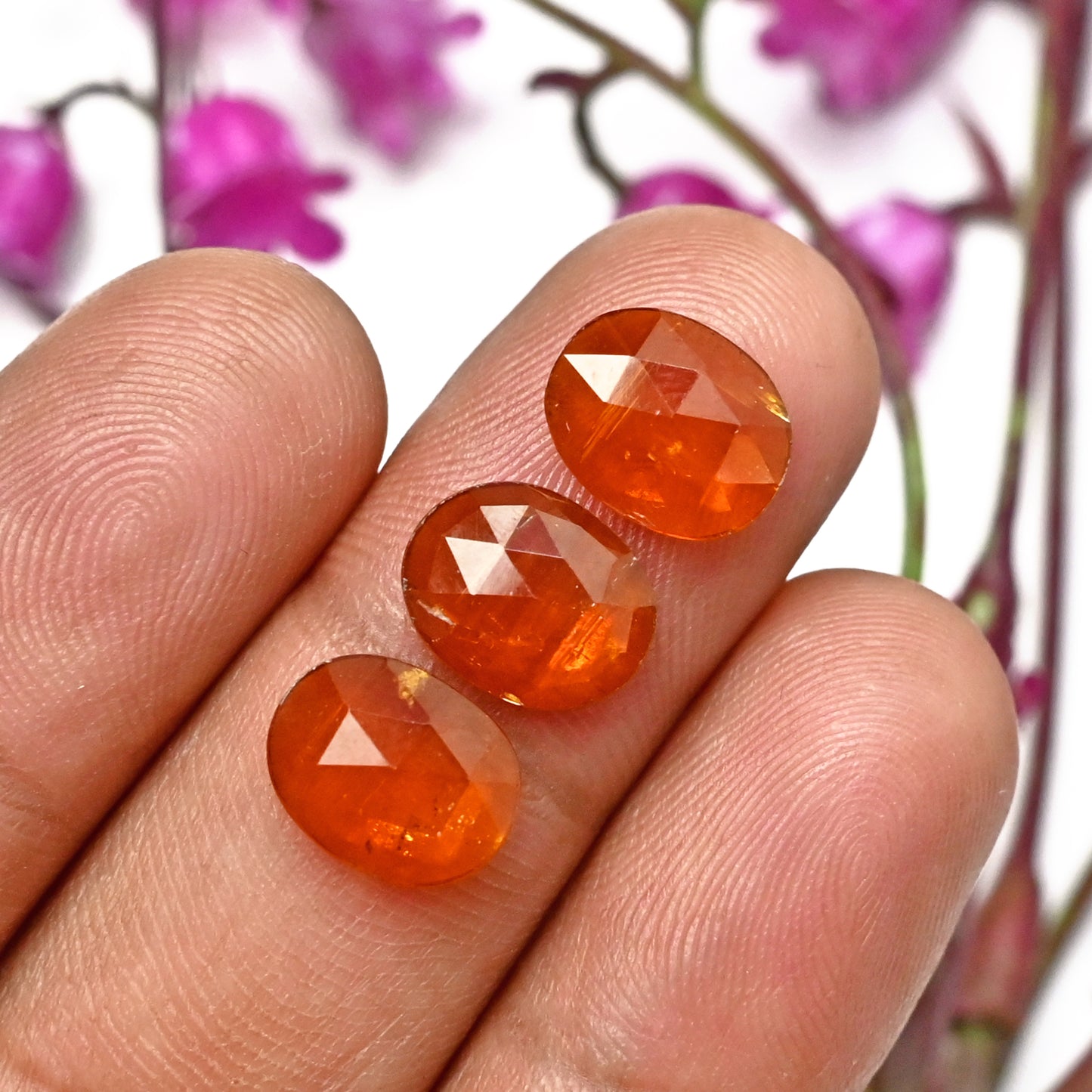 43.70cts. Orange Kyanite 8x10mm Oval Rose Cut Cabs AA Grade Gemstone Parcel - Total 19 Pcs