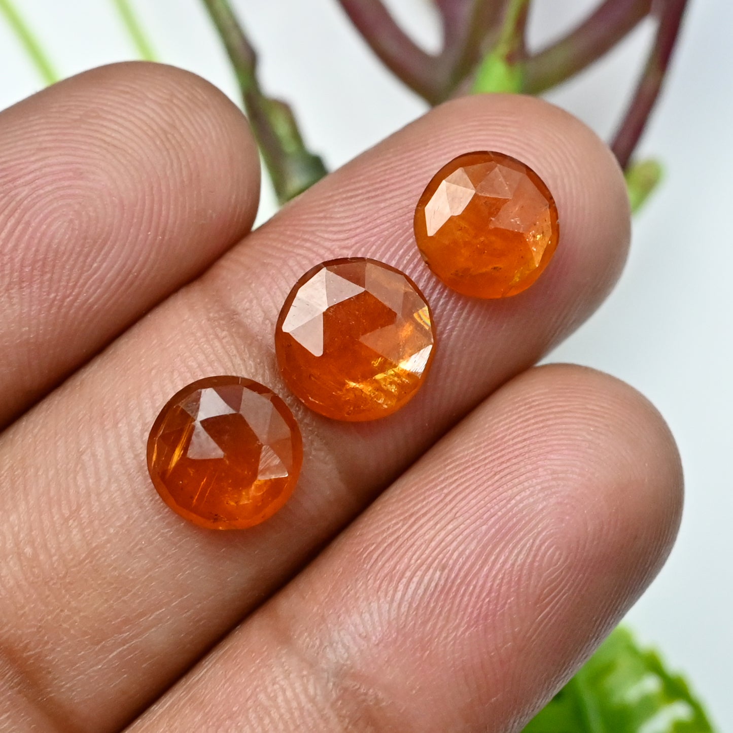 34.5cts. Orange Kyanite Rose Cut 8mm - 9mm Round Shape AA Grade Gemstone Parcel - Total 19 Pcs