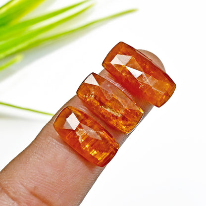 45,70 ct. Orangefarbener Kyanit im Rosenschliff, 8 x 16 mm – 9 x 18 mm, Baguetteform, Edelsteinpaket der Güteklasse AA – insgesamt 8 Stück.