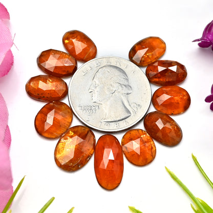 39.60cts. Orange Kyanite Rose Cut Cabs 10x14mm - 8x16mm Oval Shape AA Grade Gemstone Parcel - Total 11 Pcs.