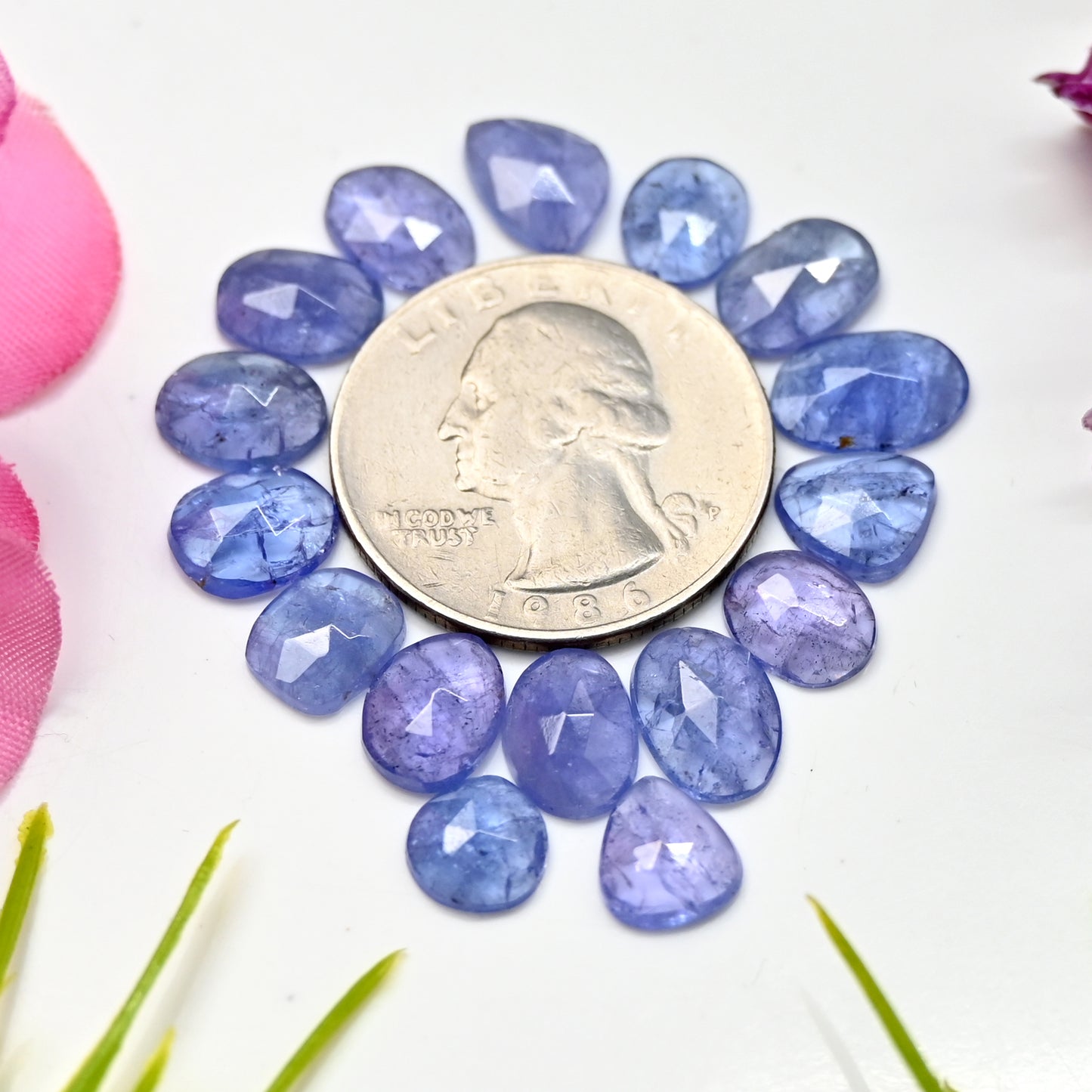 25cts Tanzanite Rosecut 7x10mm and 8x11mm Freeform Shape AA Grade Gemstone Parcel -Total 16 Pcs