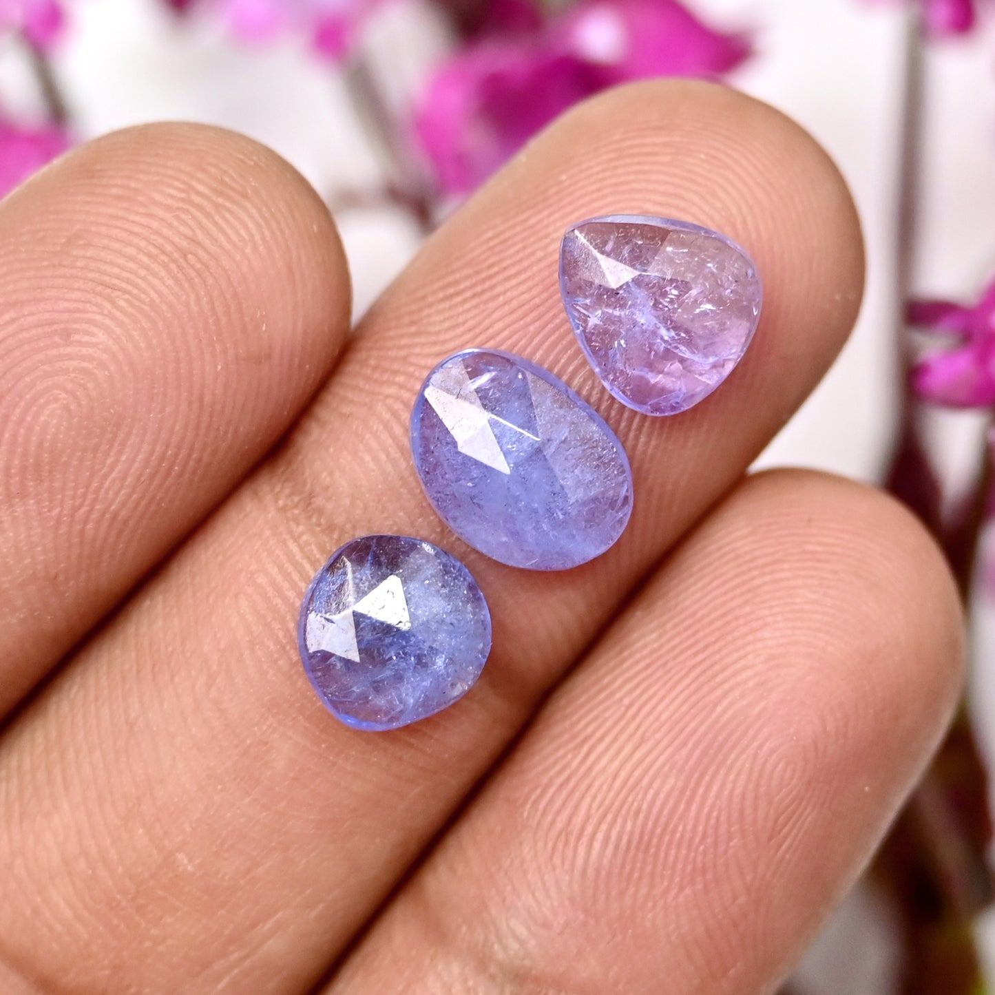 25cts Tanzanite Rosecut 7x10mm and 8x11mm Freeform Shape AA Grade Gemstone Parcel -Total 16 Pcs