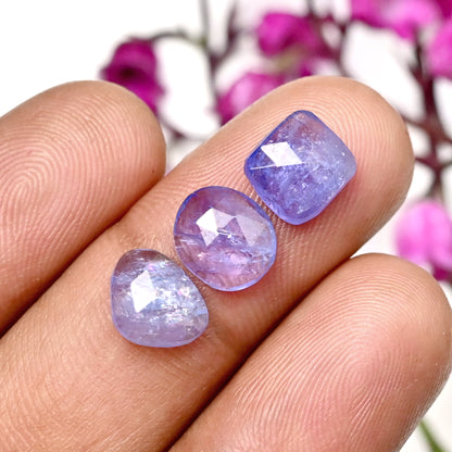 24.6cts Tanzanite Rosecut 7x10mm and 7x9mm Freeform Shape AA Grade Gemstone Parcel -Total 14 Pcs