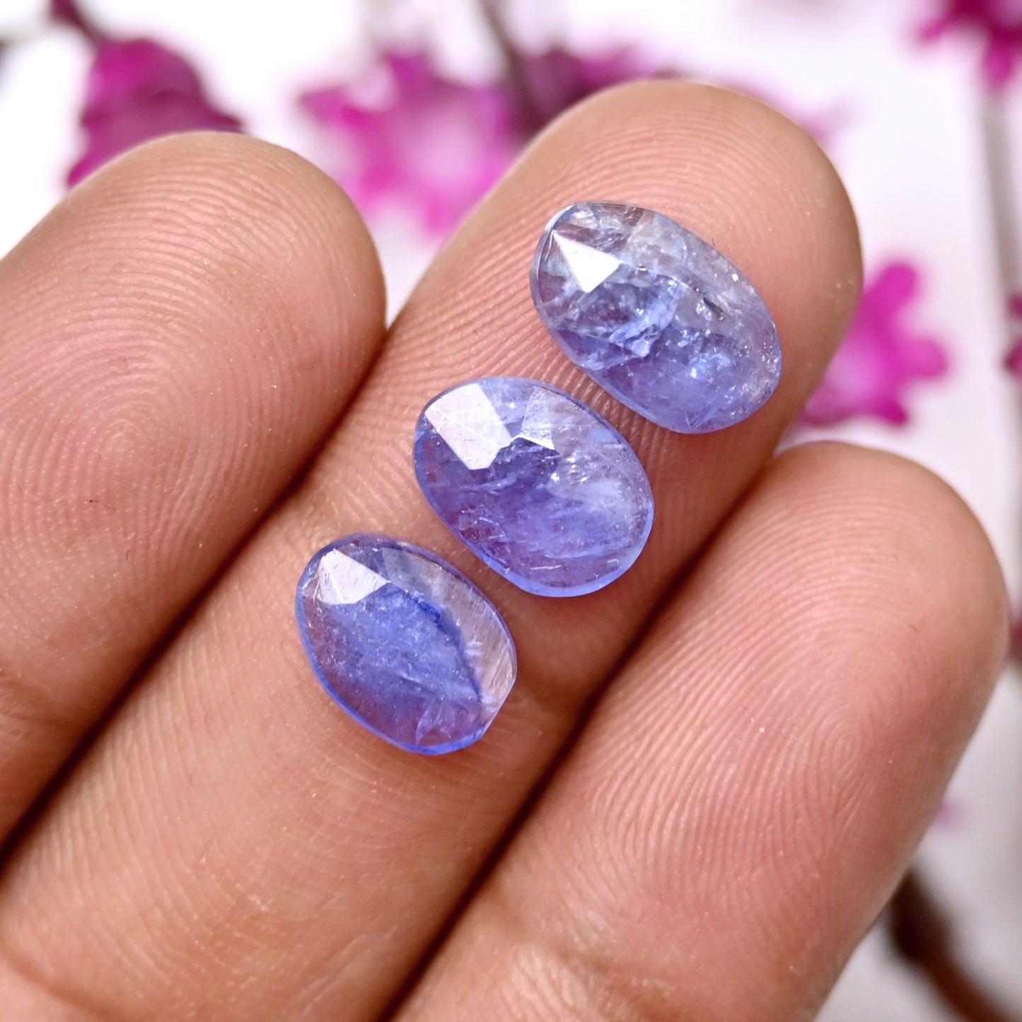 24.3cts Tanzanite Rosecut 7x9mm - 8x11mm Freeform Shape AA Grade Gemstone Parcel - Total 14 Pcs