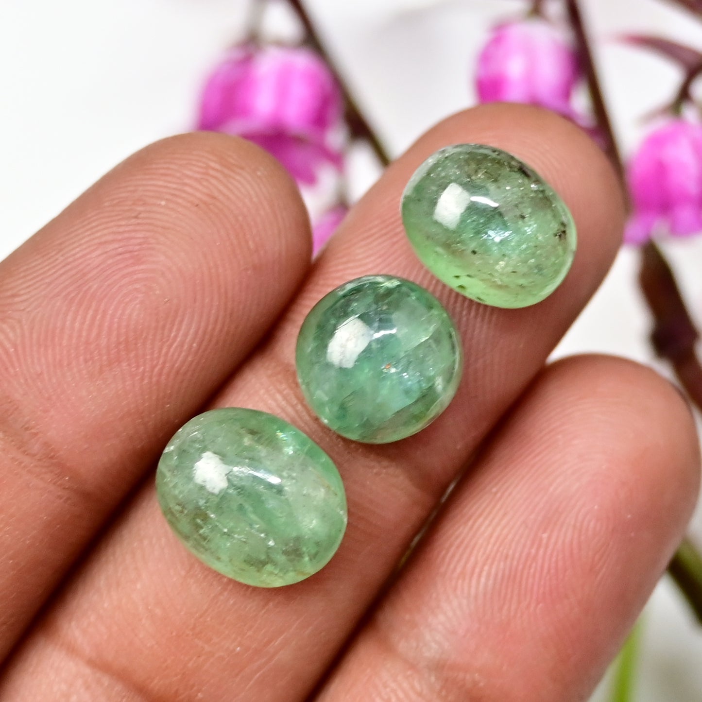 46.70cts Green Kyanite Smooth Cabochon 8x10mm - 10x14mm Oval Shape AA Grade Gemstone Parcel -Total 10 Pcs.