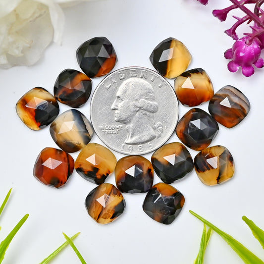 Montana Agate Faceted Rose Cut Cabochon 10X10mm - 11x11mm