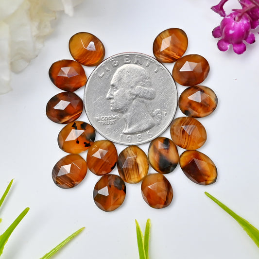 Montana Agate Faceted Rose Cut Cabochon 8X10mm