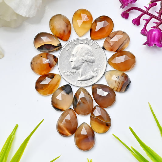 Montana Agate Faceted Rose Cut Cabochon 10X14mm