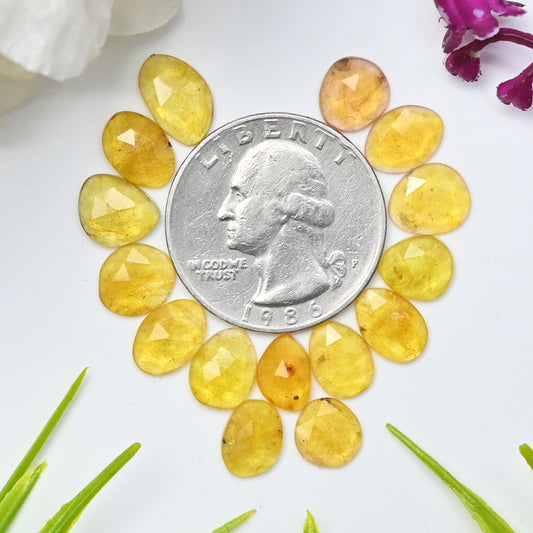 Yellow Sapphire Faceted Rose Cut Cabochon 6X8mm - 7x9mm